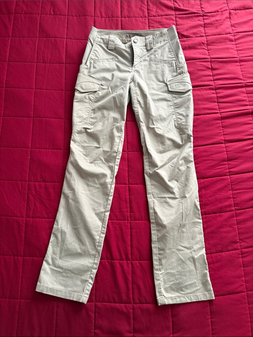 5.11 Tactical Women’s Straight-Leg Cargo Pants in Light Beige
